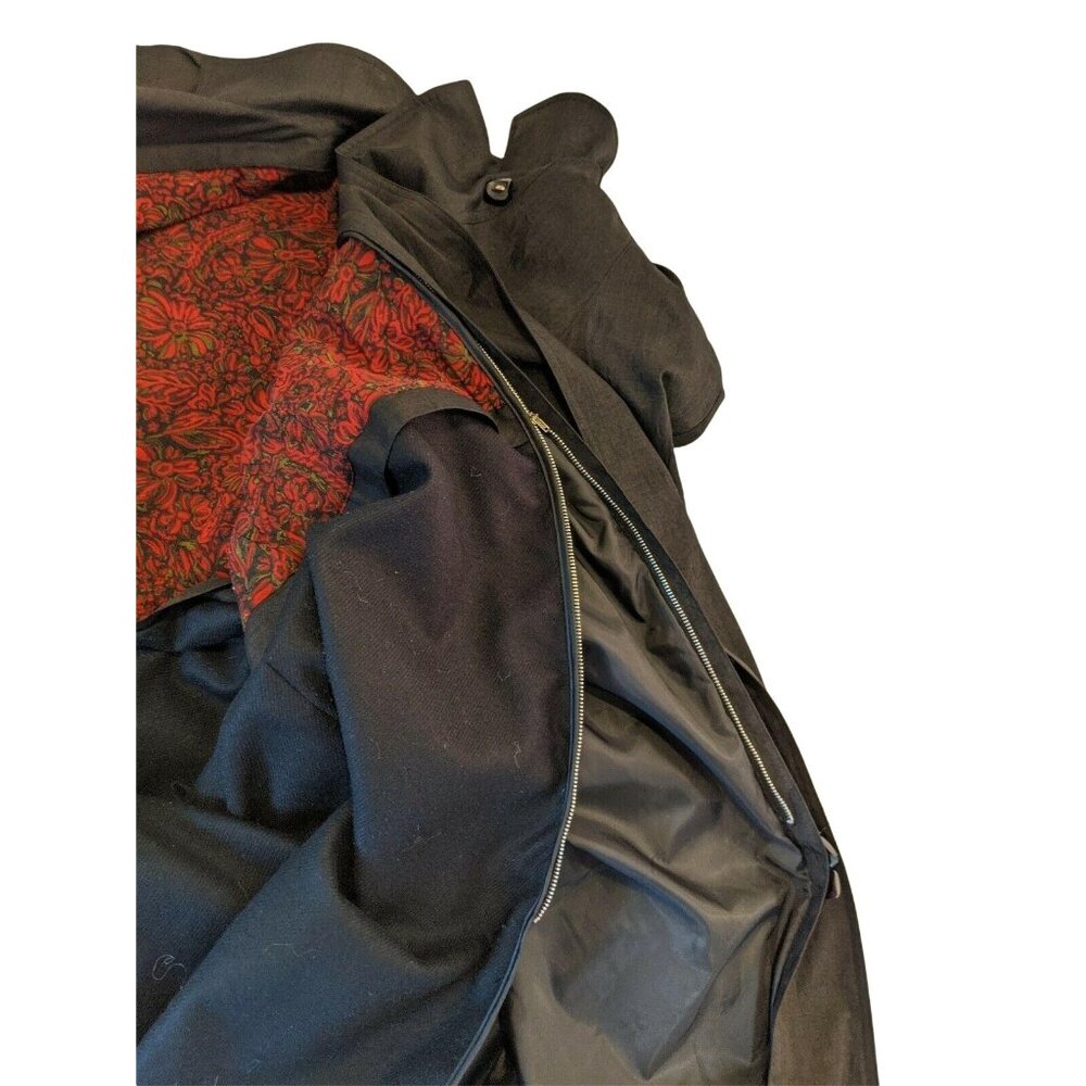 Portrait Petite Womens Trench Coat Size 12 Gray Long Belted Button Closure 44g - Picture 8 of 9